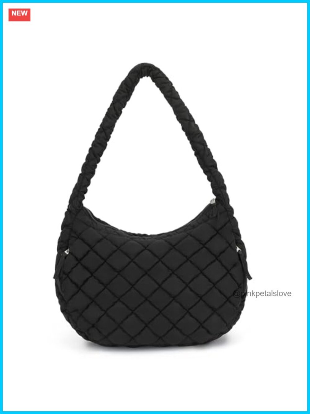 Large Quilted Puffer Tote Bag with Zipper, Lightweight Nylon, Waterproof